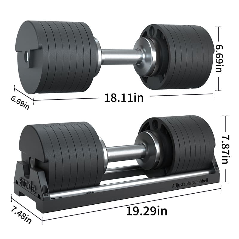 Snode AD80 Adjustable Dumbbells - PAIR (10 to 80 lb) with Magnetic Weight Set